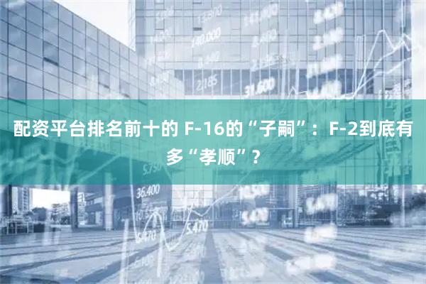 配资平台排名前十的 F-16的“子嗣”：F-2到底有多“孝顺”？